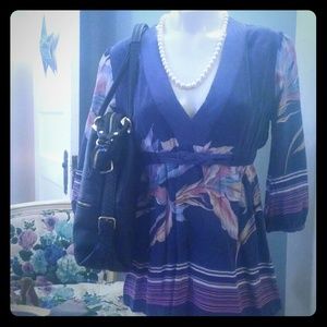 Flowered Quarter Sleeve Top